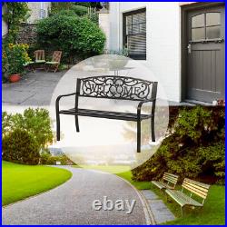 50 Patio Garden Bench Park Yard Outdoor Furniture Steel Frame Porch Chair W23