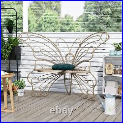 50 inch Cast Iron Metal Garden Outdoor Bench Butterfly Chair Garden Decor Seat