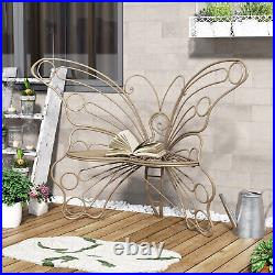 50 inch Cast Iron Metal Garden Outdoor Bench Butterfly Chair Garden Decor Seat