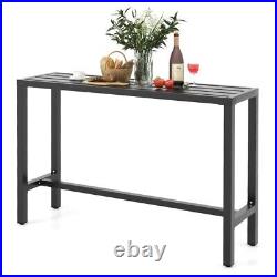 55 Outdoor Bar Table Heavy Duty Waterproof Top With Metal Frame Dining Furniture