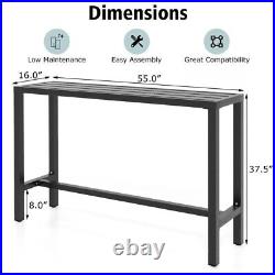 55 Outdoor Bar Table Heavy Duty Waterproof Top With Metal Frame Dining Furniture
