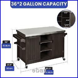 59 Outdoor Storage Cabinet Wood Patio Bar Tables Movables Grill Cart Food Prep