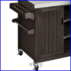 59 Outdoor Storage Cabinet Wood Patio Bar Tables Movables Grill Cart Food Prep