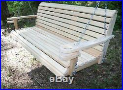 5Ft Cypress Roll Back Porch Swing With Swing Mate Comfort Springs & Cup Holder Arm