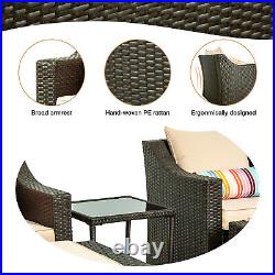 5PCS 2 Person Patio Conversation Sets Outdoor Furniture with Cushsions Ottoman