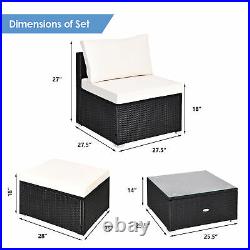 5PCS Outdoor Furniture Set Patio Rattan Wicker Armless Chair Ottoman with Cushion