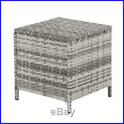 5PCS Outdoor Patio Furniture Rattan Wicker Sofa Set Tea Table Chairs Set Gray US