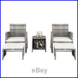 5PCS Outdoor Patio Rattan Wicker Sofa Furniture Set Table Sofas /w Cushions