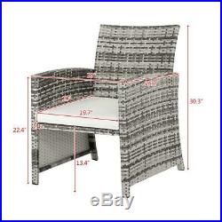 5PCS Outdoor Patio Rattan Wicker Sofa Furniture Set Tea Table Chairs /w Cushions