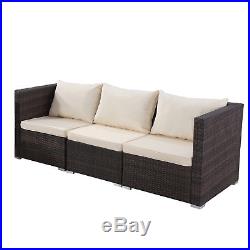 5PCS Outdoor Rattan Wicker Sofa Set Patio Garden Sectional Cushioned Furniture
