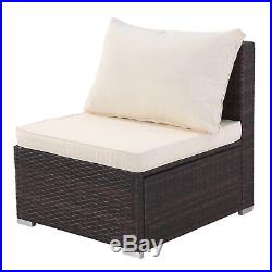 5PCS Outdoor Rattan Wicker Sofa Set Patio Garden Sectional Cushioned Furniture