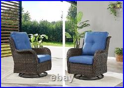 5PCS Outdoor Swivel Rocker Chairs Ottomans Table Set Patio Furniture with Cushion