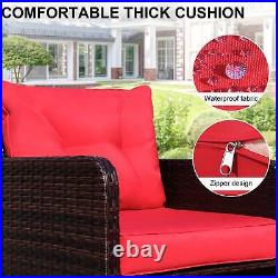 5PCS Oversized Patio Rattan Conversation Furniture Set with Ottoman & Side Table