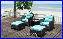 5PCS Patio Furniture Outdoor Wicker Rattan Sofa Cushion Conversation Set Garden