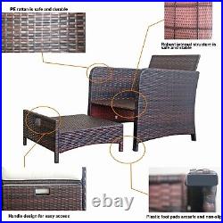 5PCS Patio Furniture Sectional Sofa Set Outdoor Rattan Wicker Couch WithFoot Stool