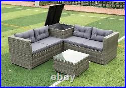 5PCS Patio Furniture Set Outdoor Garden Wicker RattanChair Sectional Sofa Couch