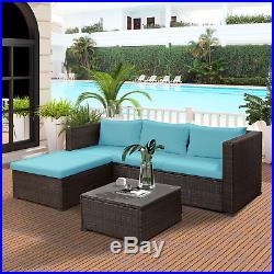 5PCS Patio Rattan Chair Wicker Set Sectional Sofa Couch Outdoor Furniture