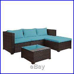 5PCS Patio Rattan Chair Wicker Set Sectional Sofa Couch Outdoor Furniture