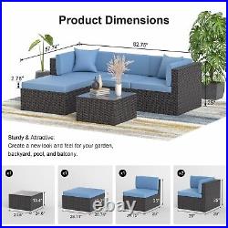 5PCS Rattan Patio Furniture Set PE Wicker Outdoor Sectional Sofa Set withCushions
