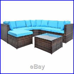 5PCS Rattan Wicker Sofa Set Sectional Couch Cushioned Furniture Patio Outdoor