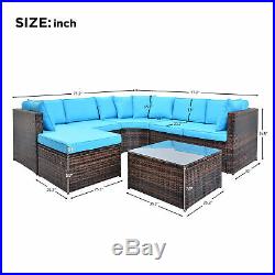 5PCS Rattan Wicker Sofa Set Sectional Couch Cushioned Furniture Patio Outdoor