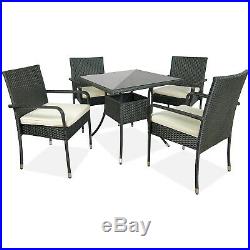 5PC Cushioned Outdoor Patio Table Chairs Set Garden Rattan Sofa Set Furniture US
