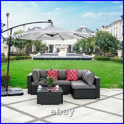 5PC Furniture Patio Rattan Wicker Outdoor Sectional Sofa Garden Cushion Table