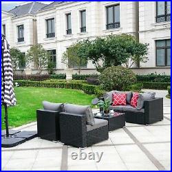 5PC Furniture Patio Rattan Wicker Outdoor Sectional Sofa Garden Cushion Table