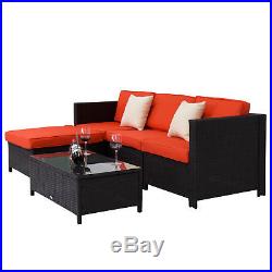 5PC Outdoor Furniture Sectional PE Wicker Patio Rattan Sofa Set Couch Black