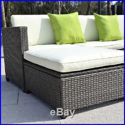 5PC Outdoor Patio Sofa Set Furniture PE Wicker Rattan Deck Couch Gradient Brown