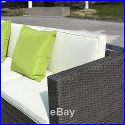 5PC Outdoor Patio Sofa Set Furniture PE Wicker Rattan Deck Couch Gradient Brown