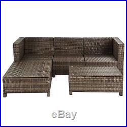 5PC Outdoor Rattan Wicker Patio Set Garden Sectional Sofa Furniture Cushioned
