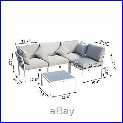 5PC Patio Garden Sofa Set Sectional Furniture Outdoor Couch With Cushion Lawn Grey