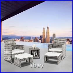 5PC Patio Rattan Wicker Chair 2-Person Sofa Table Set Patio Garden Furniture New