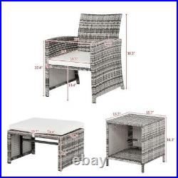 5PC Patio Rattan Wicker Chair 2-Person Sofa Table Set Patio Garden Furniture New