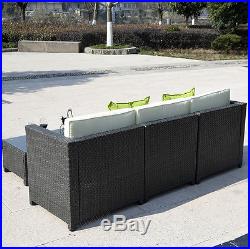 5PC Patio Rattan Wicker Sofa Set Cushioned Furniture Garden Steel Frame Black