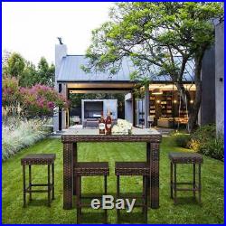 5PC Rattan Patio Furniture Set Wicker Table & Chair Sets PE Garden Yard Outdoor