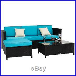 5PC Rattan Wicker Sofa Set Cushioned Sectional In/Outdoor Garden Patio Furniture