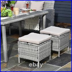 5Pcs Rattan Dining Set Sofa Table Footstool Outdoor with Cushion Garden Furniture