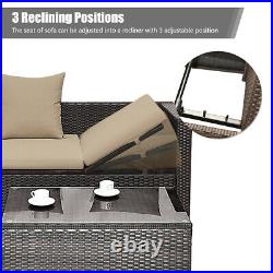 5Pcs Rattan Patio Outdoor Furniture Set Adjustable Sofa Cushioned Ottoman