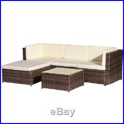 5Piece Rattan Patio Wicker Rattan Outdoor Furniture Sofa Set WithStorage Box Table