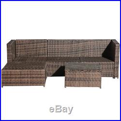 5Piece Rattan Patio Wicker Rattan Outdoor Furniture Sofa Set WithStorage Box Table