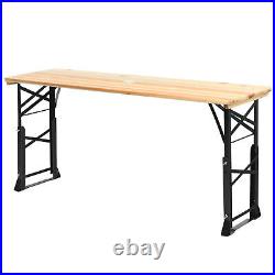 5.5 Ft Outdoor Folding Wood Picnic Table Height Adjustable Metal Frame