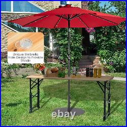 5.5 Ft Outdoor Folding Wood Picnic Table Height Adjustable Metal Frame