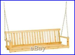 5 Foot Porch Swing Seat Hanging Bench With Chains Natural Wood Patio Furniture
