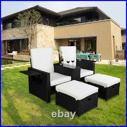 5 PCS Hotel Lover Sofa Set Rattan Wicker Sectional Furniture Cushioned Couch
