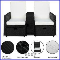 5 PCS Hotel Lover Sofa Set Rattan Wicker Sectional Furniture Cushioned Couch