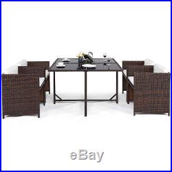 5 PCS Outdoor Patio Dining Set Rattan Wicker Sofa Table Furniture Garden Yard
