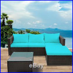 5 PCS Outdoor Patio Furniture Set Rattan Sectional Garden Furniture Wicker Sofa
