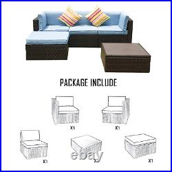 5 PCS Patio Furniture Sectional Sofa Set Outdoor Rattan PE Wicker Cushioned Seat